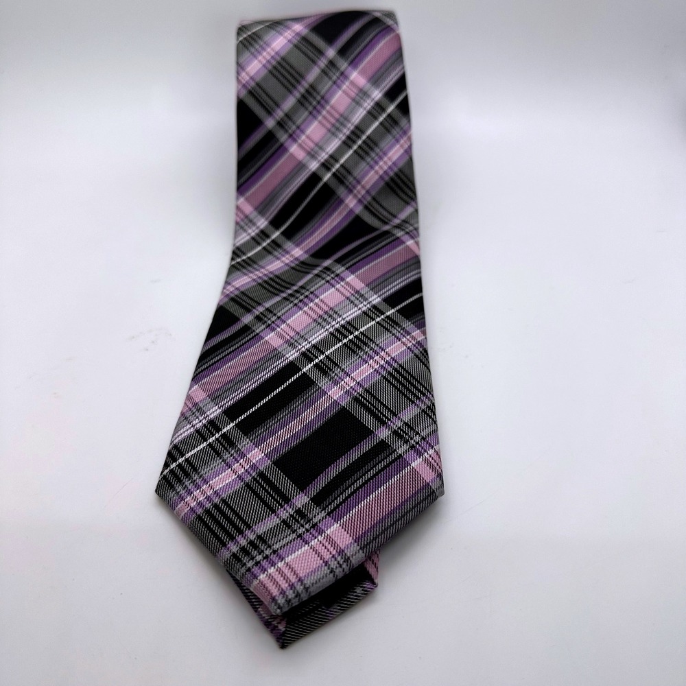 Colours by Alexander Julian Plaid‎ Tie - Black, Purple, Gray - Business Office
